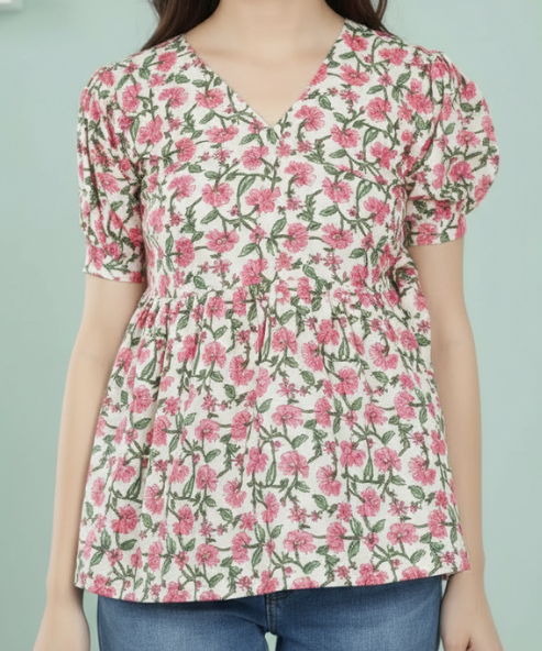 Pink Cotton Wrap Top