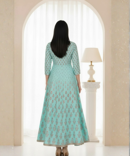 Light Blue Embellished Long Dress