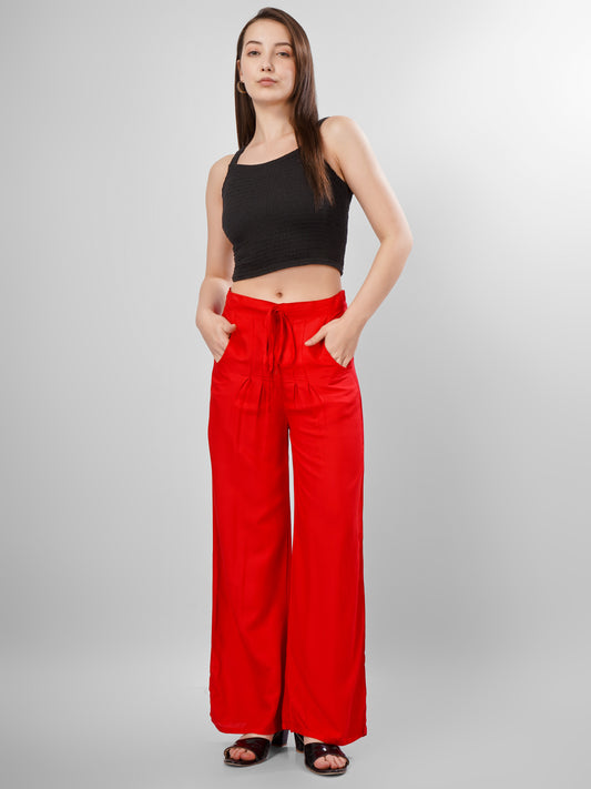Red Colour Rayon Palazzo