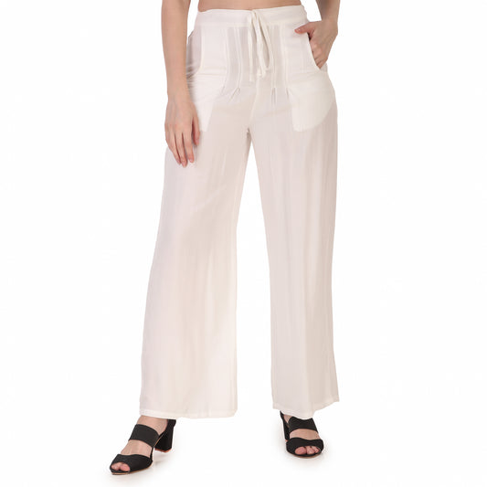 White Colour Rayon Palazzo