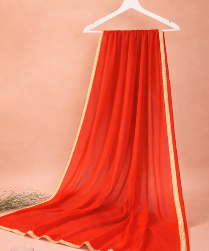 Red Chiffon Embellished Dupatta