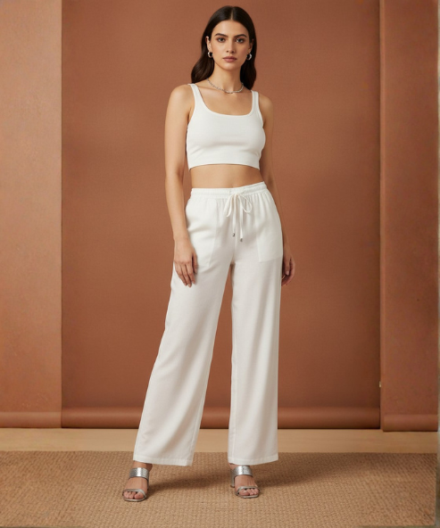 White Colour Rayon Palazzo