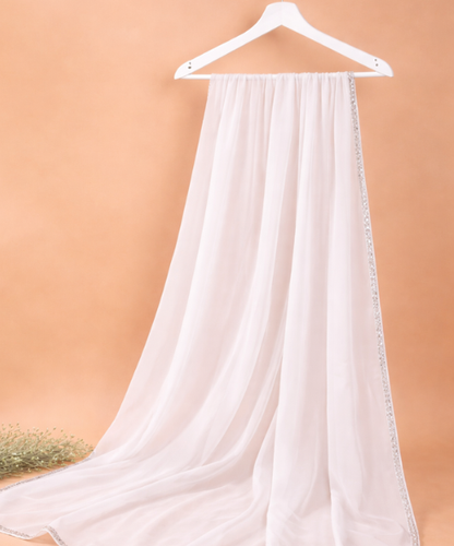 White Chiffon Embellished Dupatta