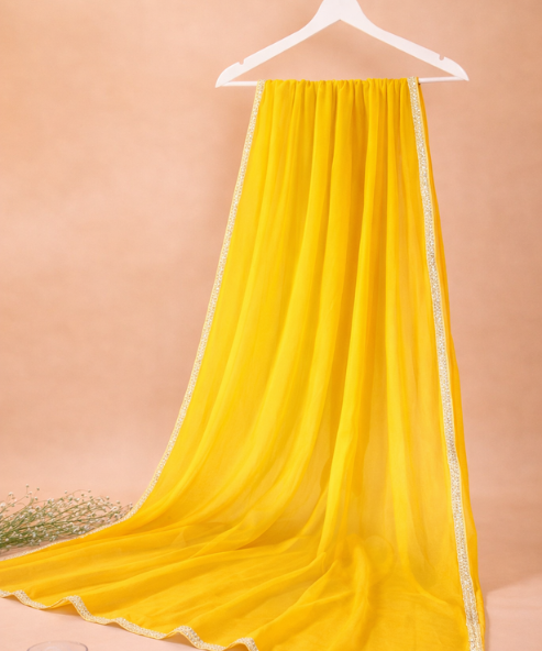 Yellow Chiffon Embellished Dupatta