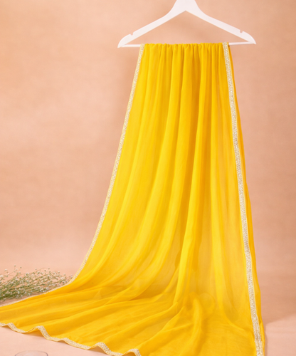 Yellow Chiffon Embellished Dupatta