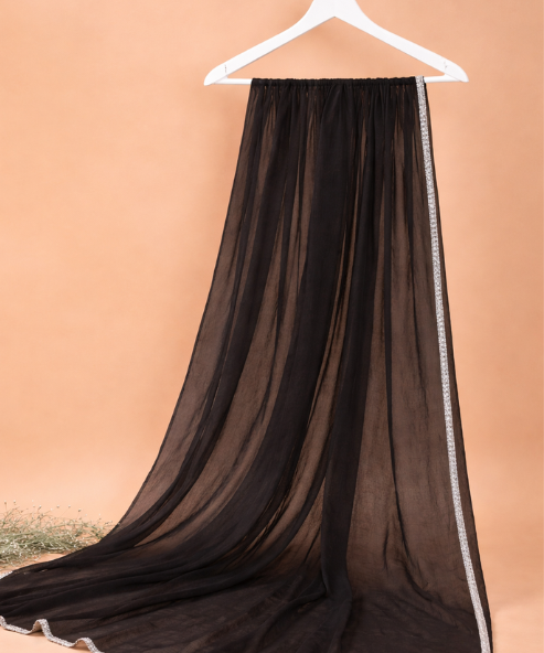 Black Chiffon Embellished Dupatta
