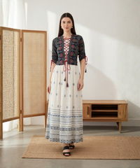 Blue White  Long Dress With Shrug