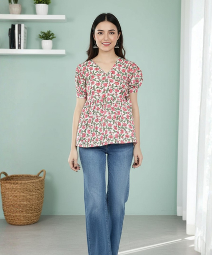 Pink Cotton Wrap Top