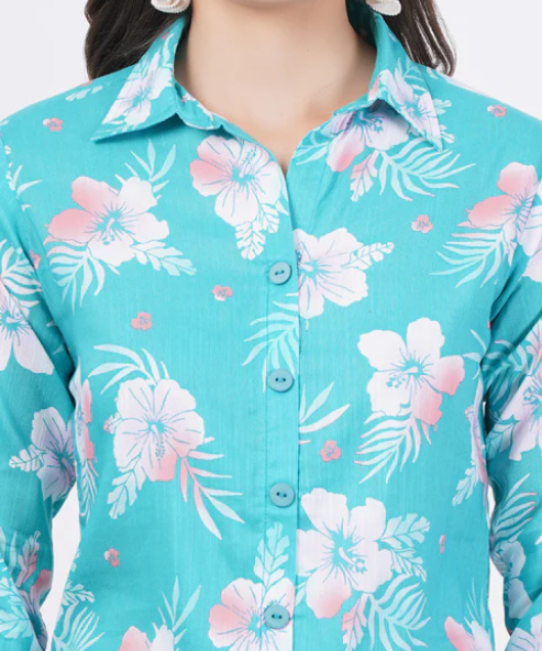 Blue Printed Viscose Co-Ord Set