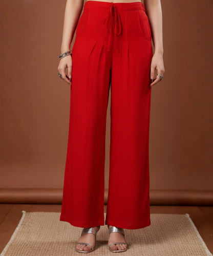 Red Colour Rayon Palazzo