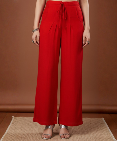 Red Colour Rayon Palazzo
