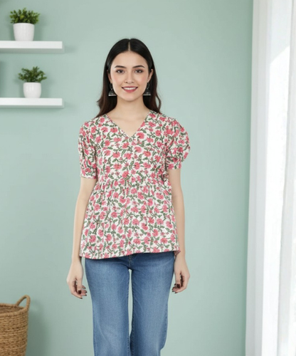 Pink Cotton Wrap Top