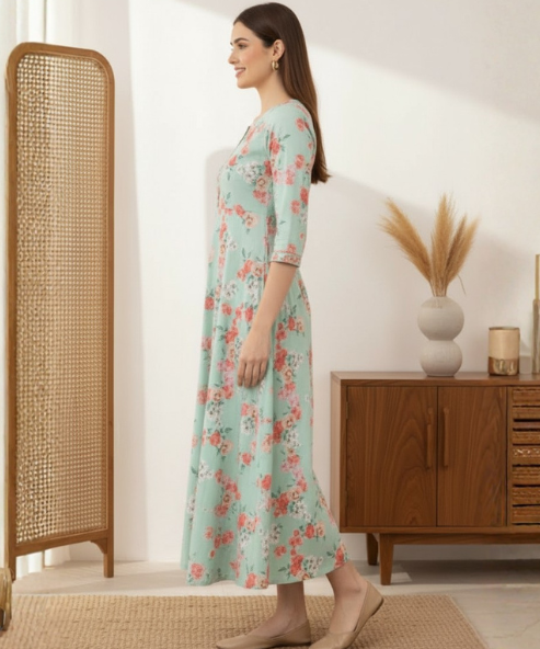 Sea Green  Embellished  Long Dress