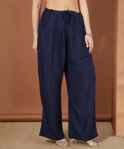 Navy Blue Colour Rayon Palazzo