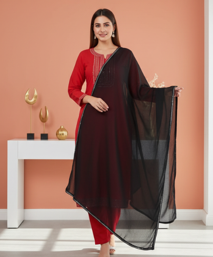 Black Chiffon Embellished Dupatta