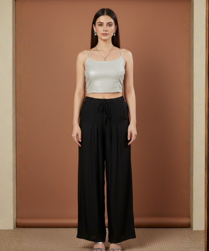 Black Colour Rayon Palazzo