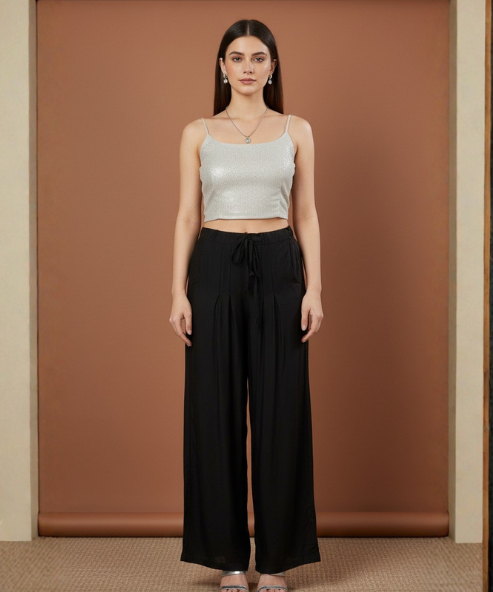 Black Colour Rayon Palazzo