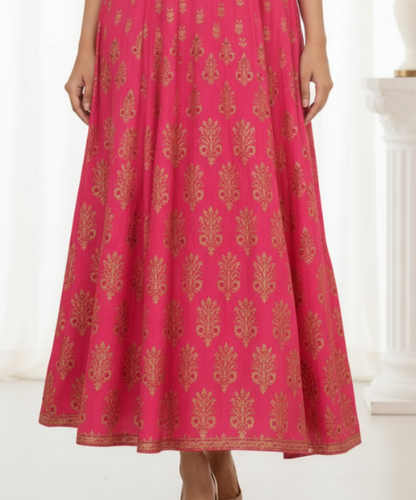 Magenta Pink  Embellished  Long Dress