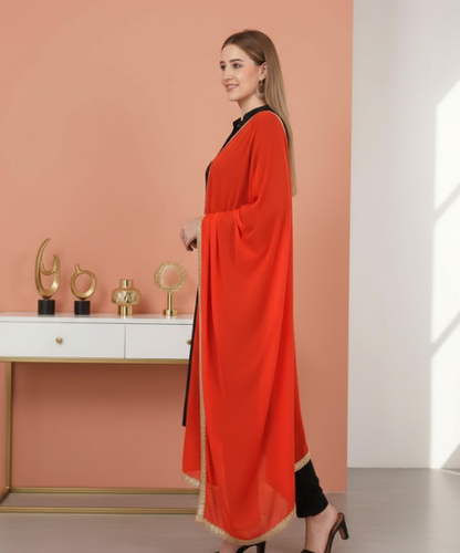 Orange Chiffon Embellished Dupatta