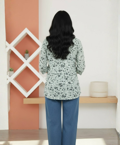 Light Green Printed Viscose Tunic Top