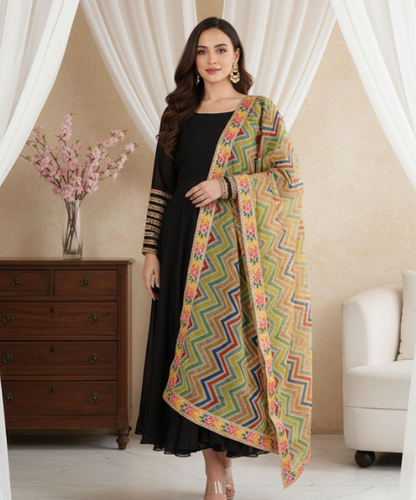 Multicolour Organza Embellished Dupatta