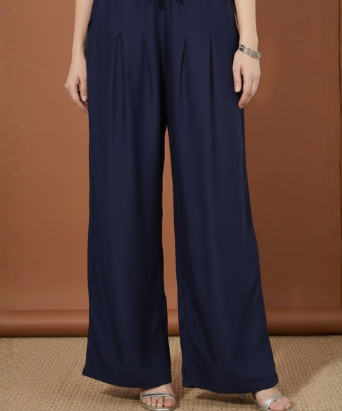Navy Blue Colour Rayon Palazzo