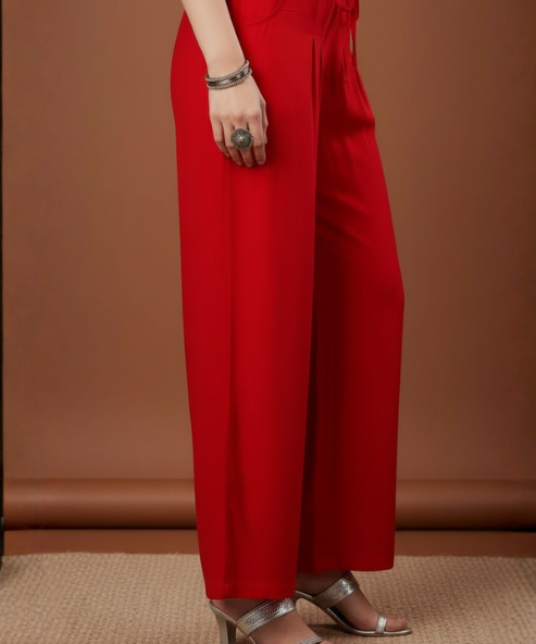 Red Colour Rayon Palazzo