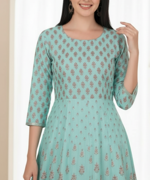 Light Blue  Embellished  Long Dress