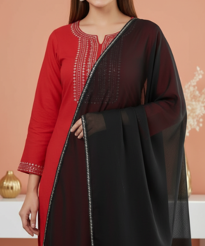 Black Chiffon Embellished Dupatta