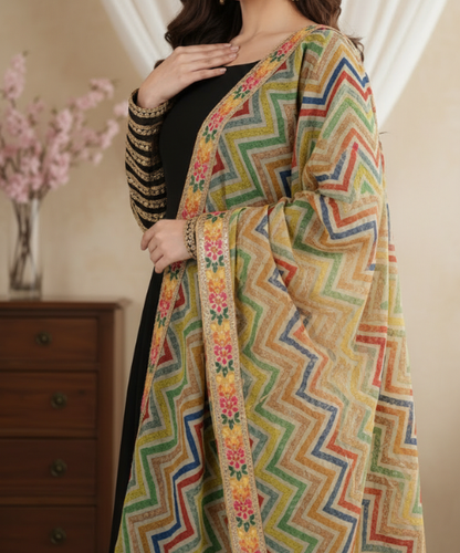 Multicolour Organza Embellished Dupatta