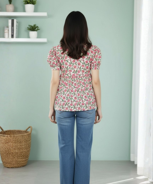 Pink Cotton Wrap Top