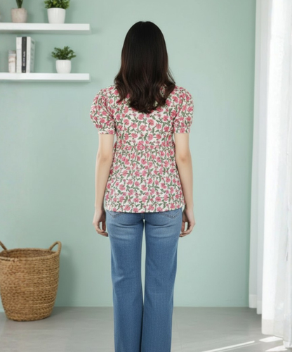 Pink Cotton Wrap Top