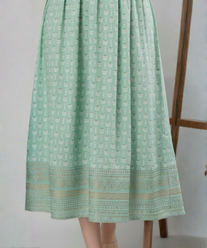 Light Green Colour Embellished  Cotton Dress