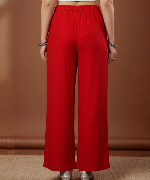 Red Colour Rayon Palazzo