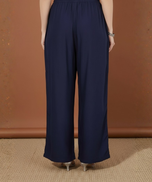 Navy Blue Colour Rayon Palazzo