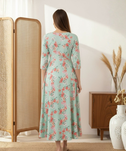 Sea Green  Embellished  Long Dress
