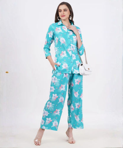 Blue Printed Viscose Co-Ord Set