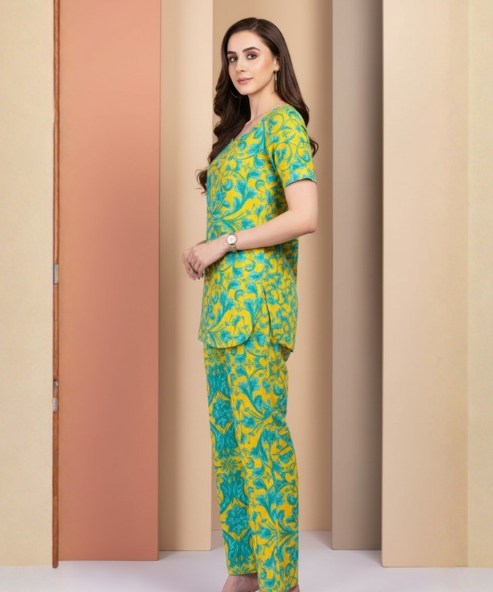 Green Printed Cotton Co-Ord Set