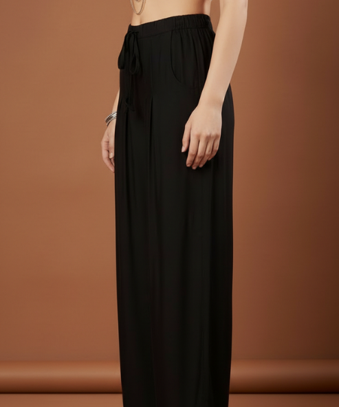 Black Colour Rayon Palazzo