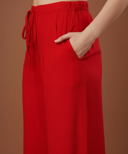 Red Colour Rayon Palazzo