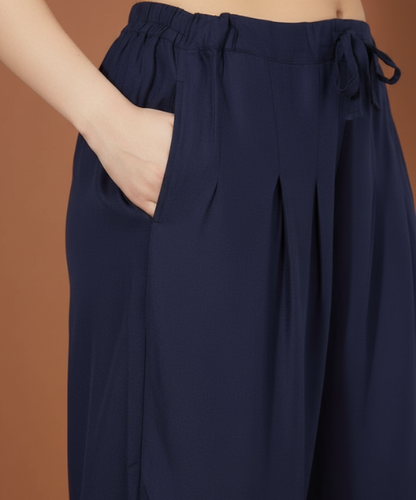 Navy Blue Colour Rayon Palazzo