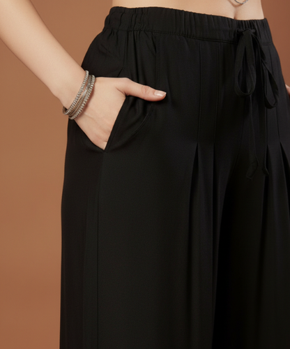 Black Colour Rayon Palazzo