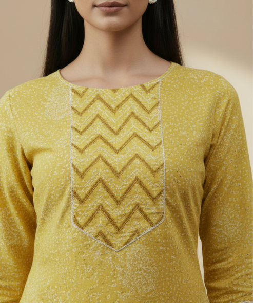 Yellow Colour Kurti Pant Dupatta Set