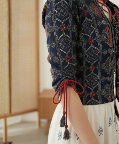 Blue White  Long Dress With Shrug