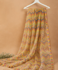 Beige Multicolor Chevron Zigzag Print Dupatta