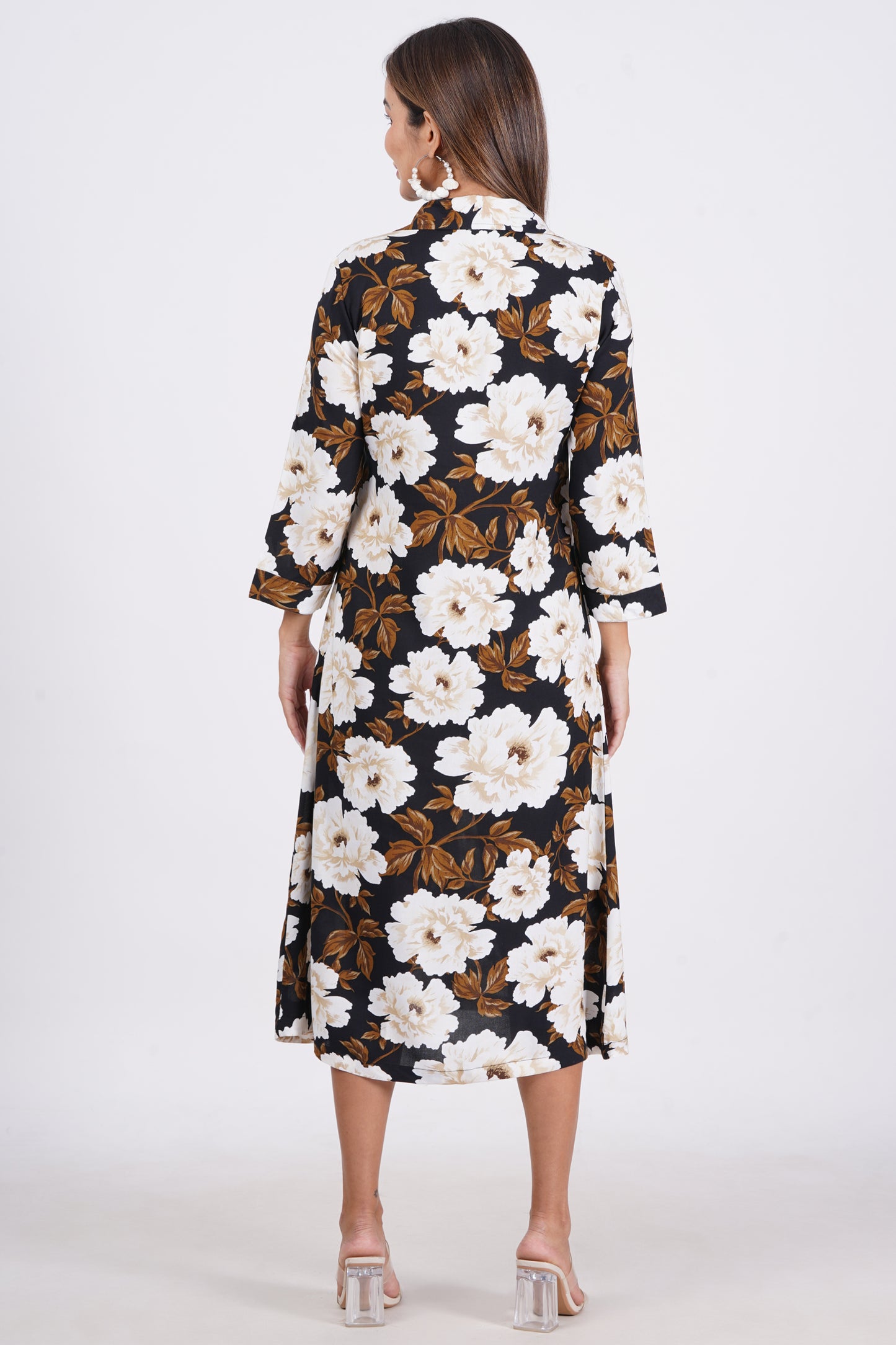 Black Colour Viscose A-Line Dress For Women