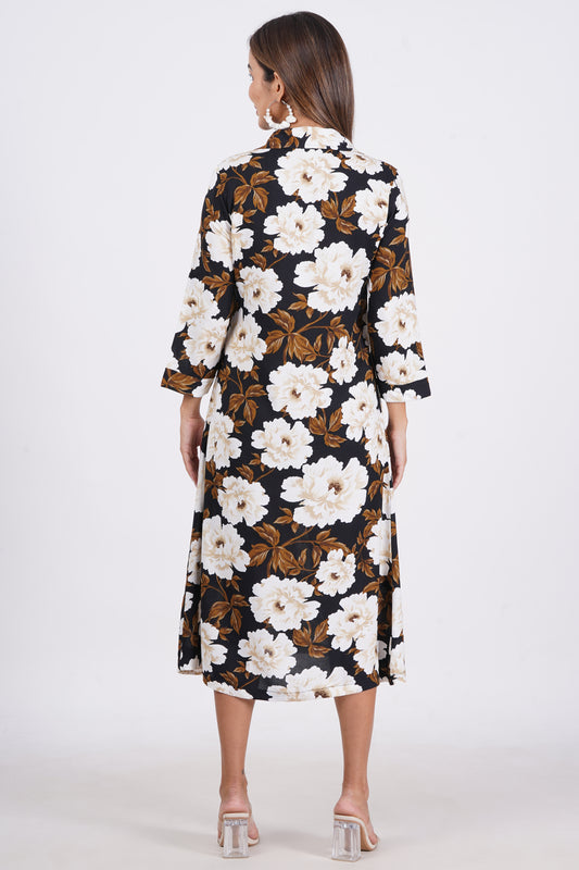 Black Colour Viscose A-Line Dress For Women