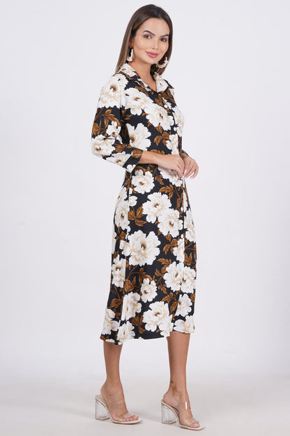 Black Colour Viscose A-Line Dress For Women