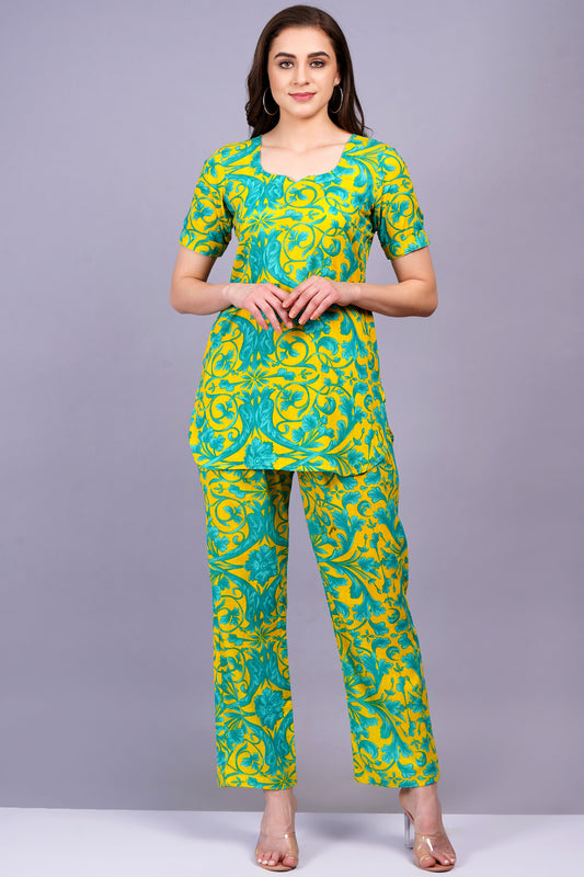 Green Printed Cotton Co-Ord Set