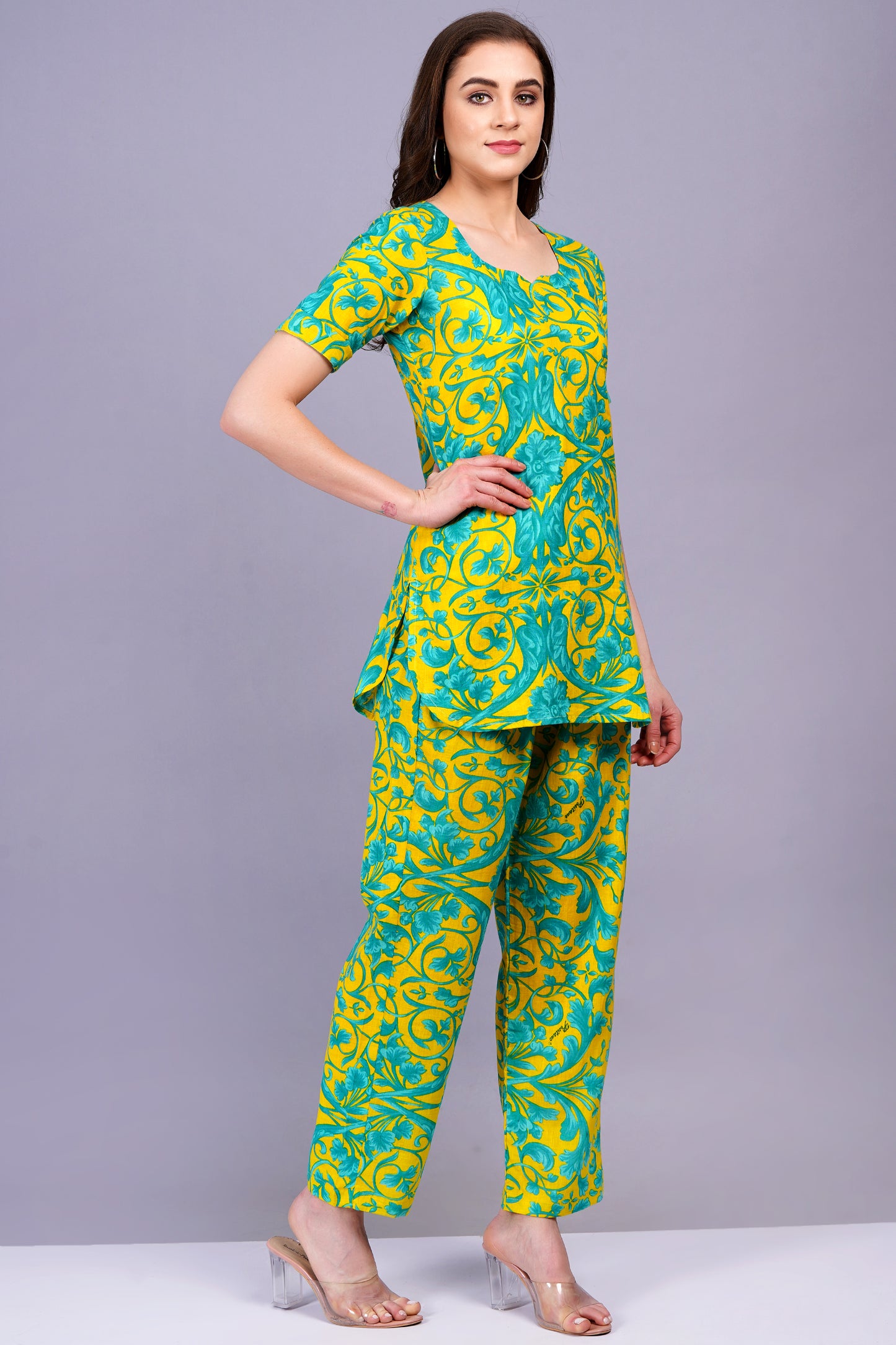 Green Printed Cotton Co-Ord Set